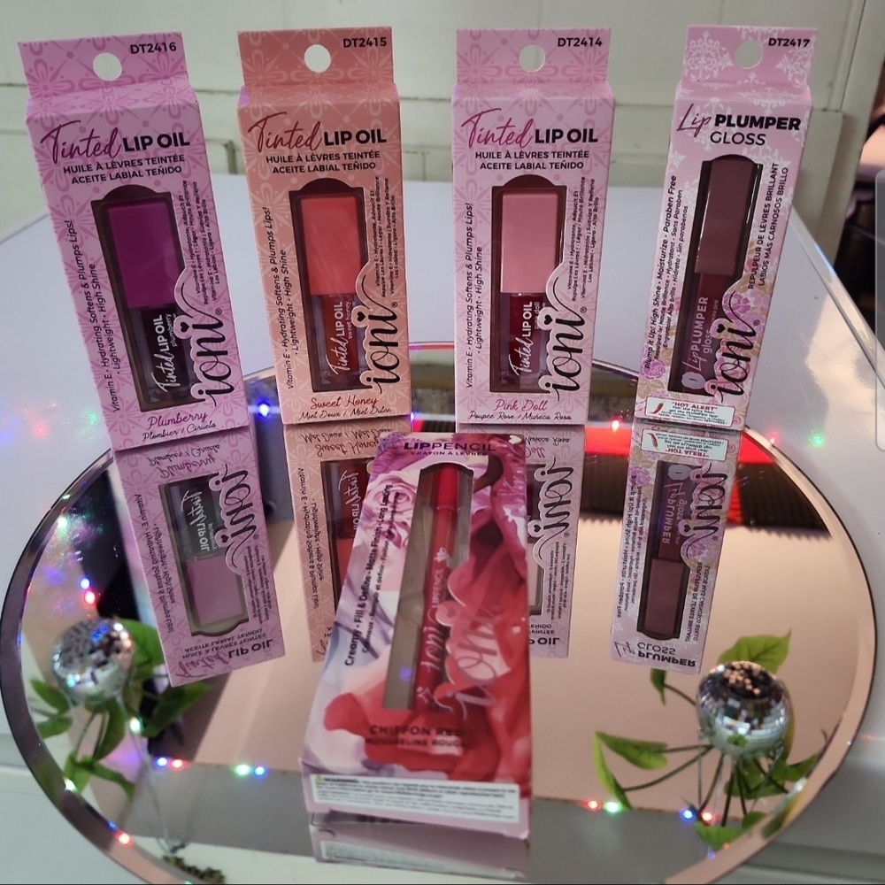 Tinted Lip Oil Set by Lique Cosmetics - Plum, Sweet Honey, Pink Petal, Rosewood